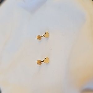 Maison Miru heart shaped gold tone flat back nap earrings
